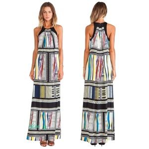 Diane Von  Furstenberg Jordan Silk Maxi Dress in Glass Scarf & Black Size 4